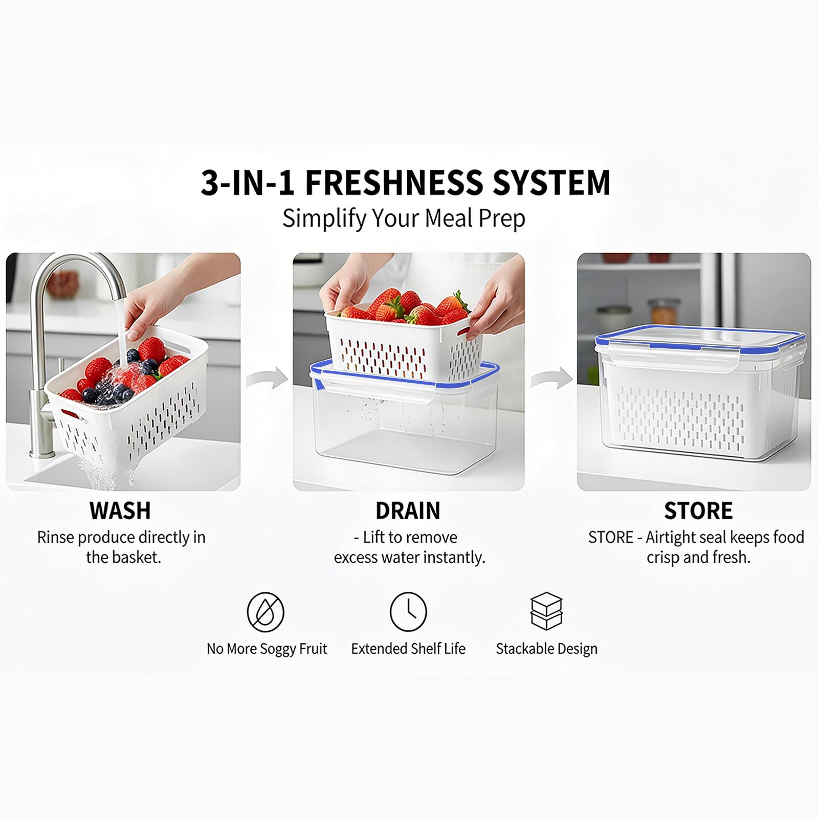 Food Storage Plastic Container - 4 In 1 Food Storage Container
