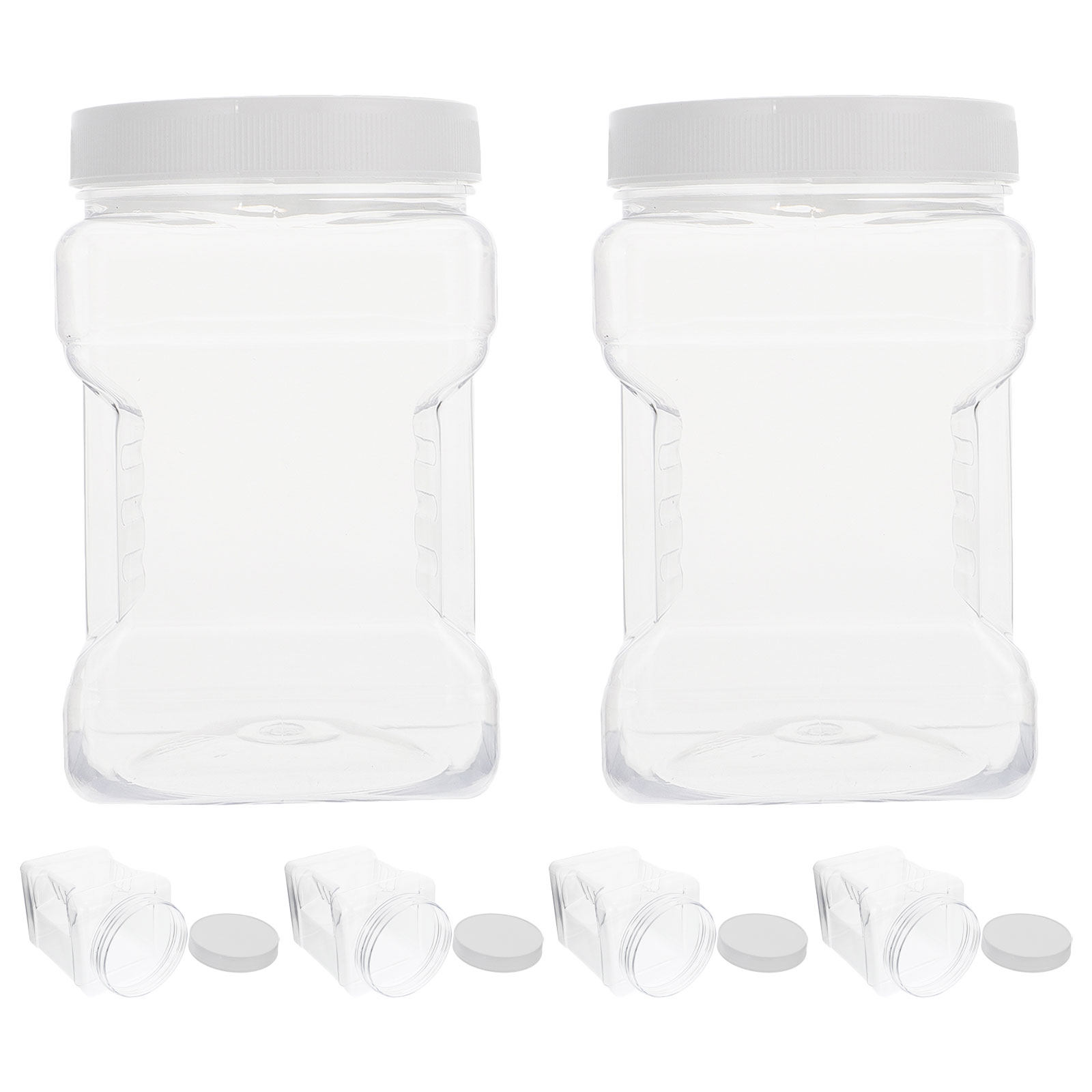 Food Storage Plastic Container - 6Pcs Transparent Storage Jars Clear Square
