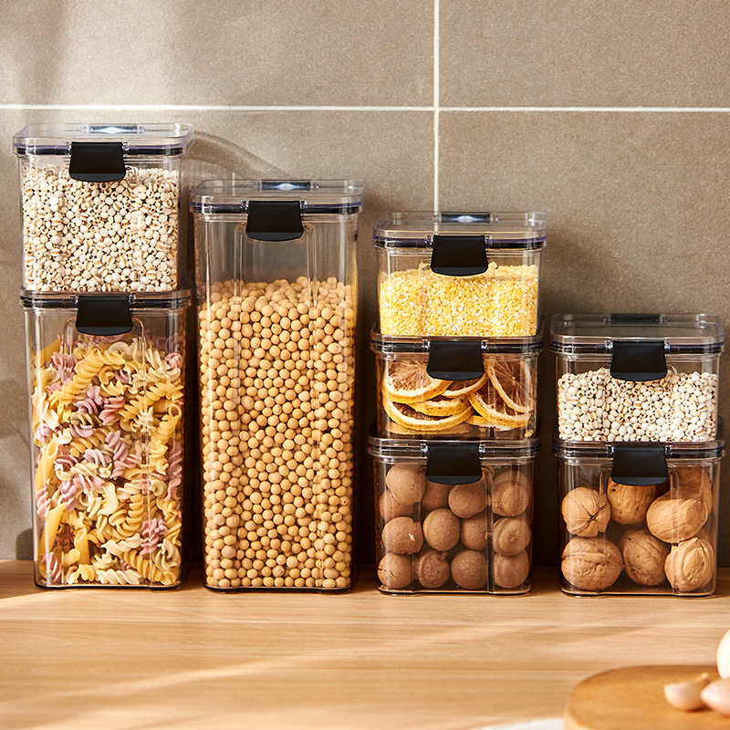 Food Storage Jar Set - Sealed Jars Kitchen Grain Storage Organizer