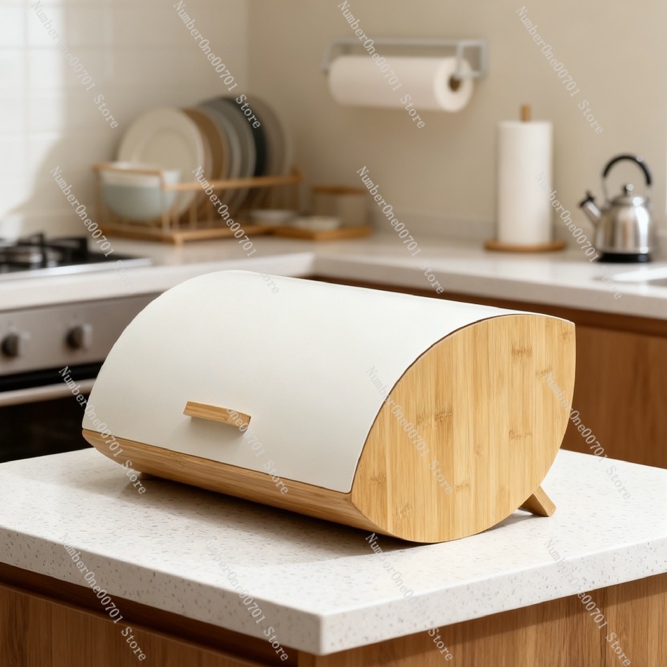 Bread Box Bamboo - Metal Bread Storage Box With Bamboo