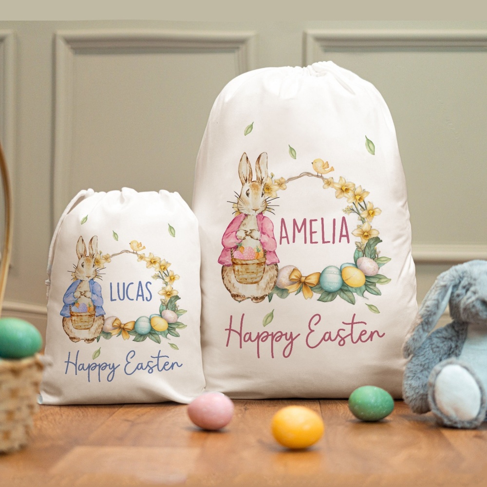 Food Storage Name - Custom Name Happy Easter Bunny Gift