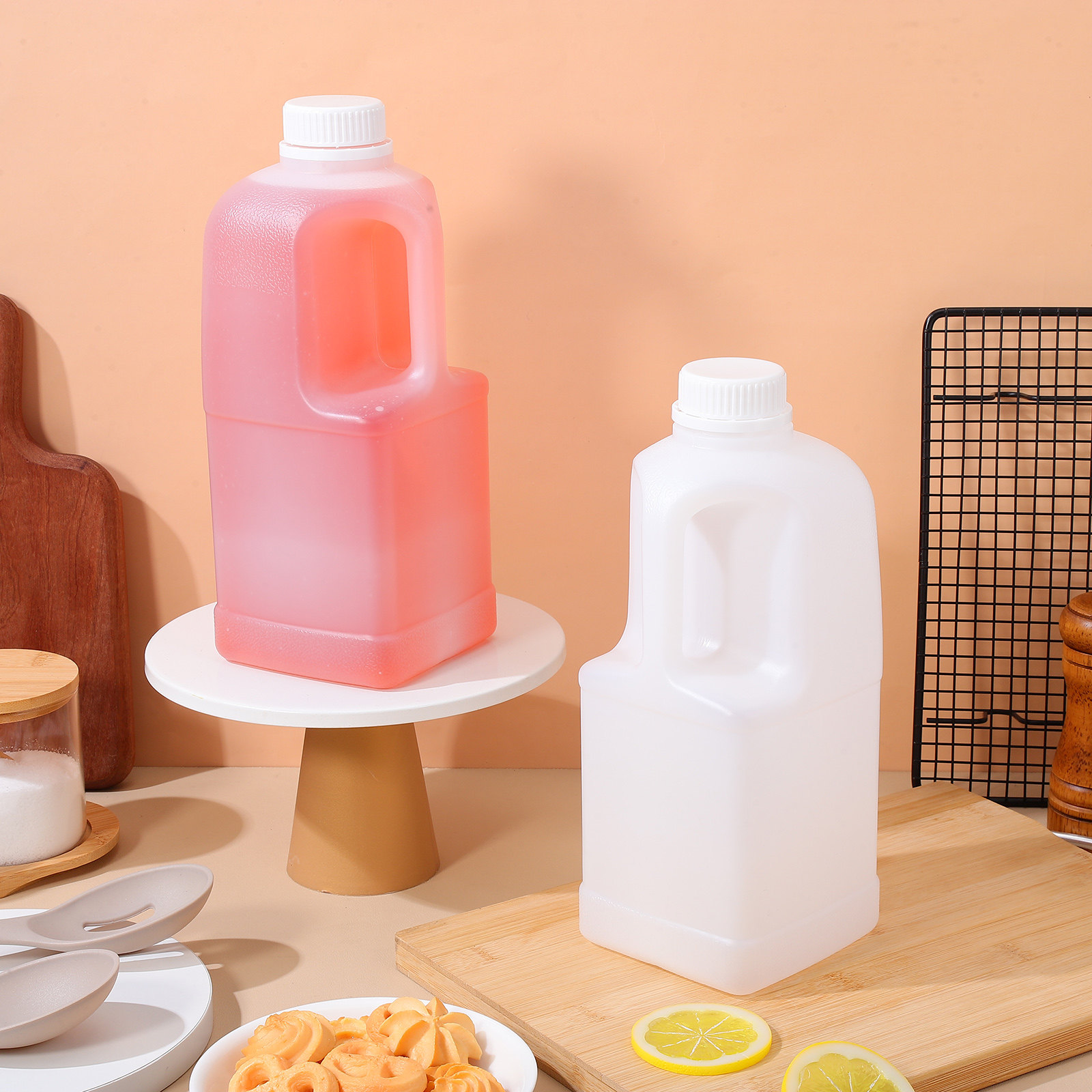 Food Storage Plastic Container - 3Pcs Large Capacity 2 Gallon Water