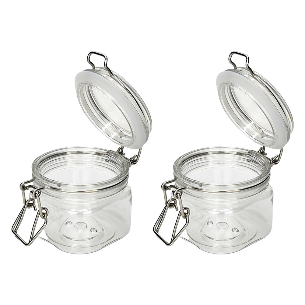 Food Storage Plastic Container - 2Pcs Sealed Storage Jars Transparent Honey