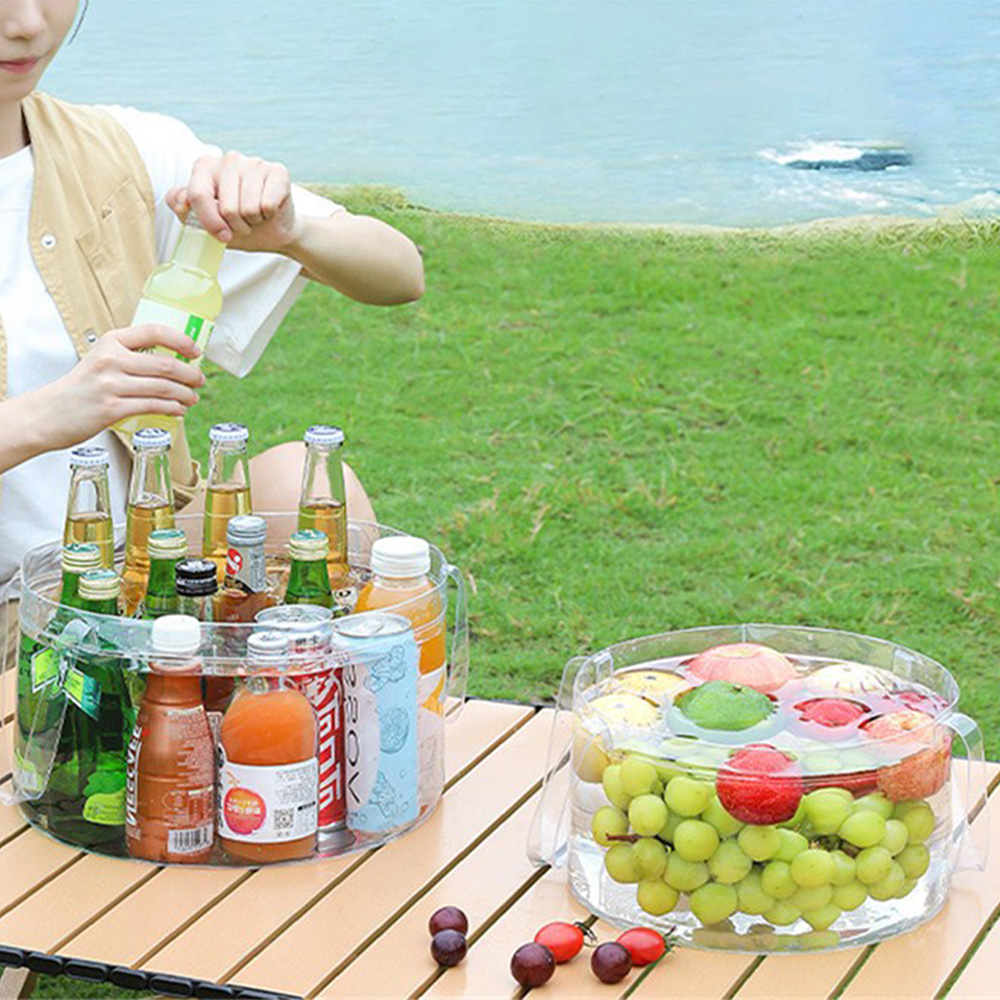 Food Storage Not Plastic - Foldable Transparent Bucket Picnic Fruit Basket