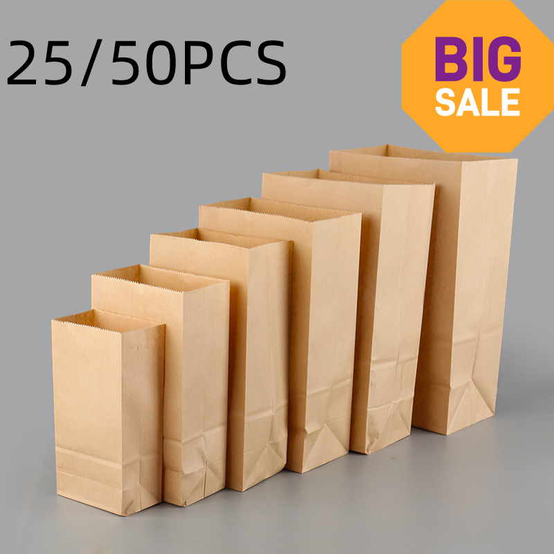 25/50pcs Brown Kraft Paper Bag - огляд і ціна Zebra Food Storage