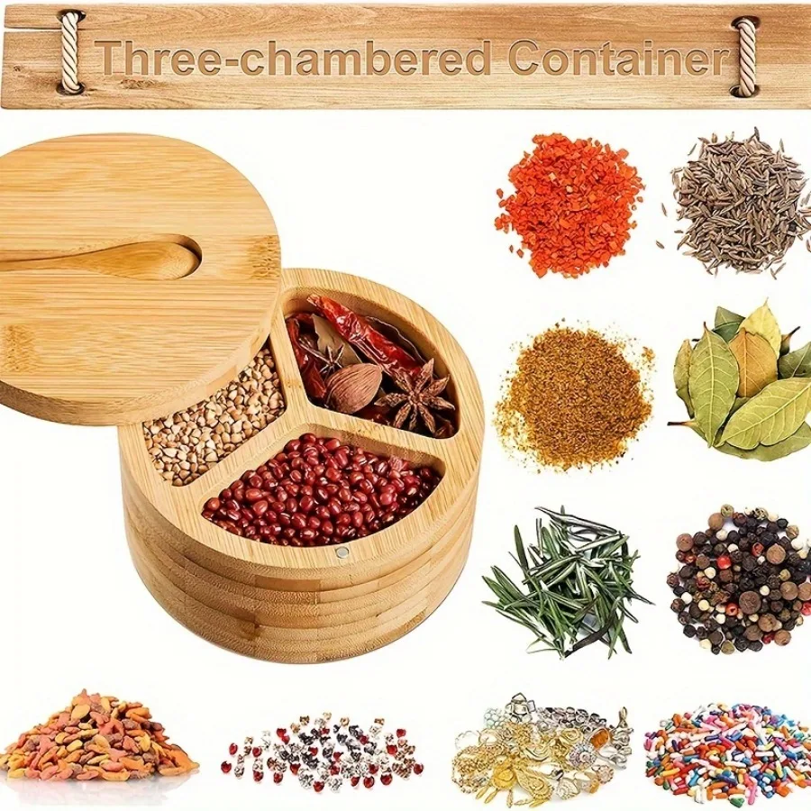 Bamboo Covered Wooden Spoon Se - огляд і ціна Herb Keeper Container