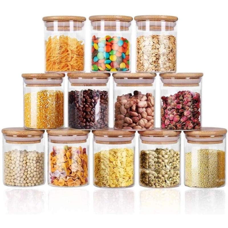 12 Glass Jars Set with Bamboo  - огляд і ціна Airtight Cereal Jar