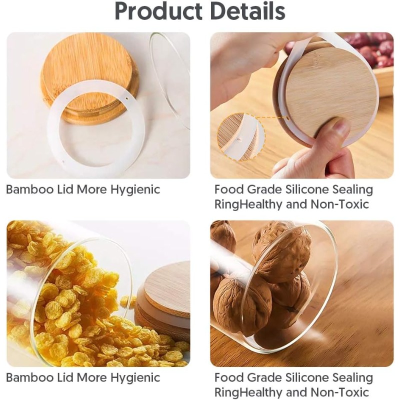 12 Glass Jars Set with Bamboo  - огляд і ціна Airtight Cereal Jar