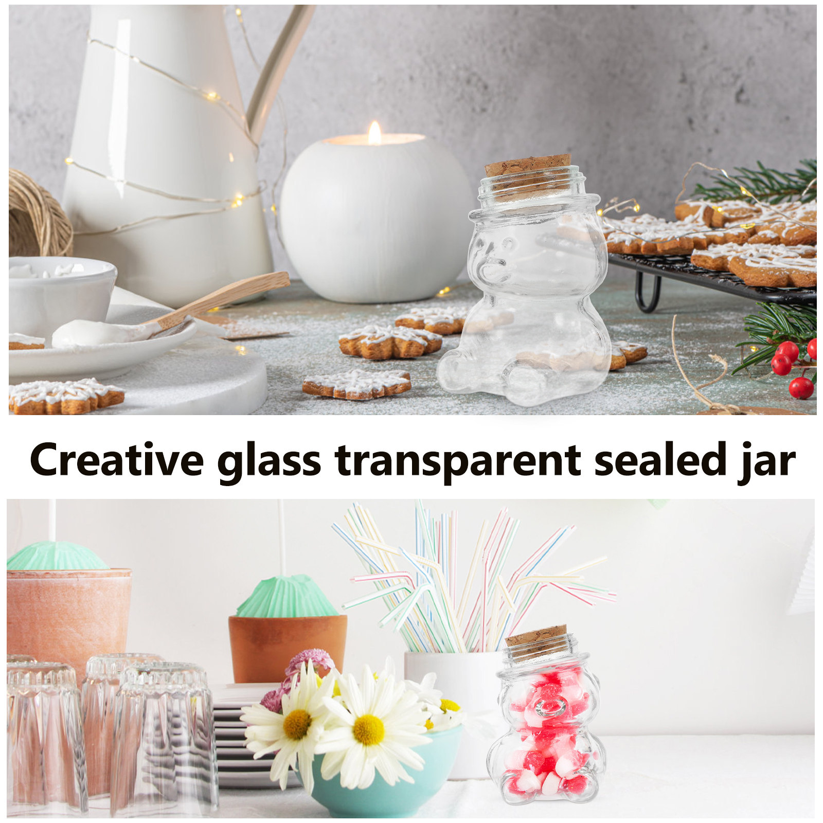 4Pcs Glass Candy Jar Set Trans - огляд і ціна Food Storage Jar Set